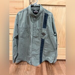 Harley Davidson 2008 Men’s Long Sleeve Button Down Army Green 2XL **couple flaws